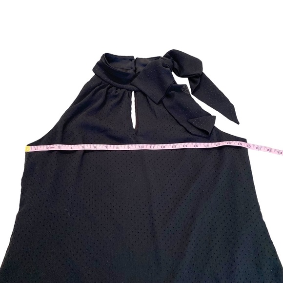 White House Black Market Black Textured Polka Dot Bow Halter Top, Size Medium - Picture 8 of 12